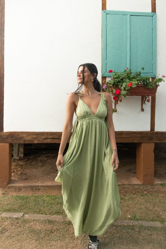 Vestido decotado Melissani Verde